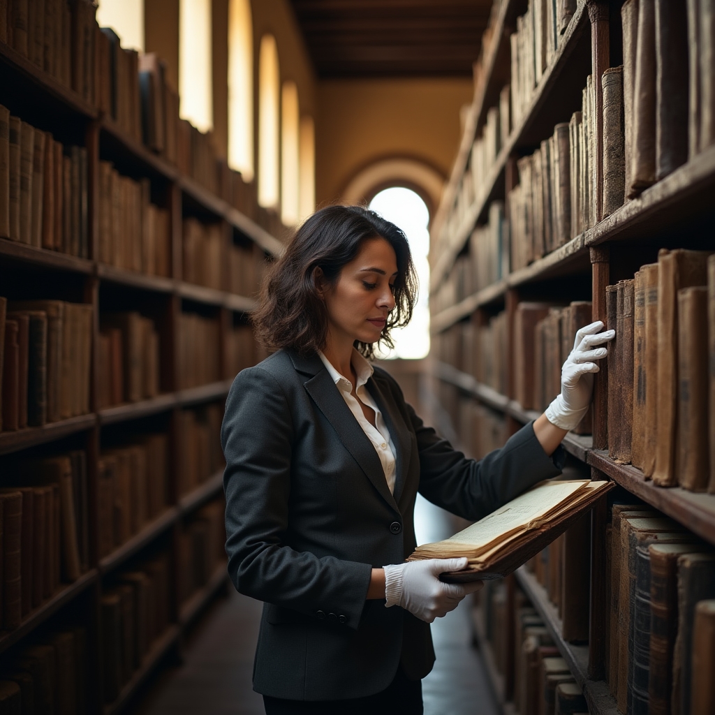 Scaffalature di una biblioteca comunale durante le operazioni preliminari di catalogazione